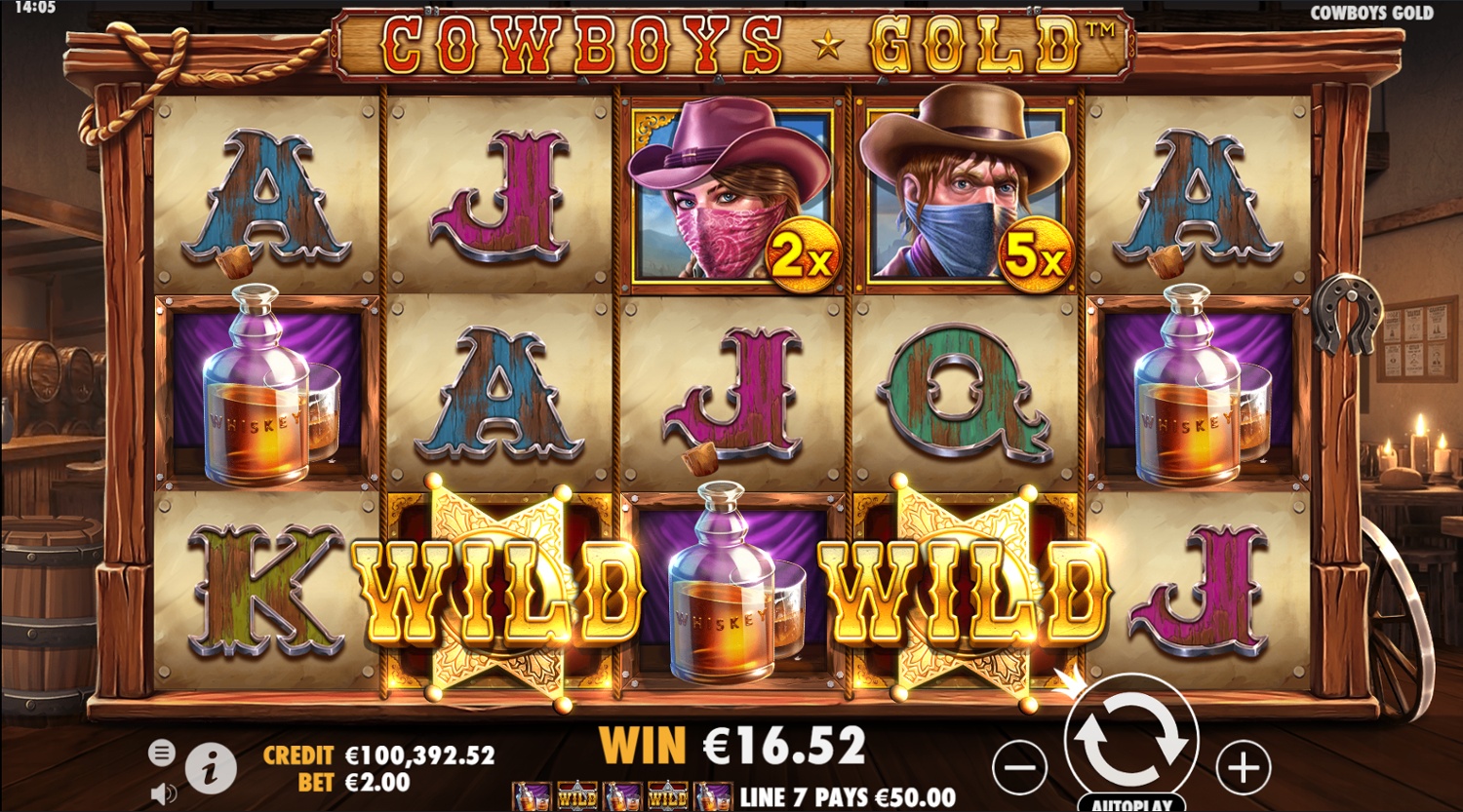 5-of-a-kind win in the Cowboys Gold slot machine