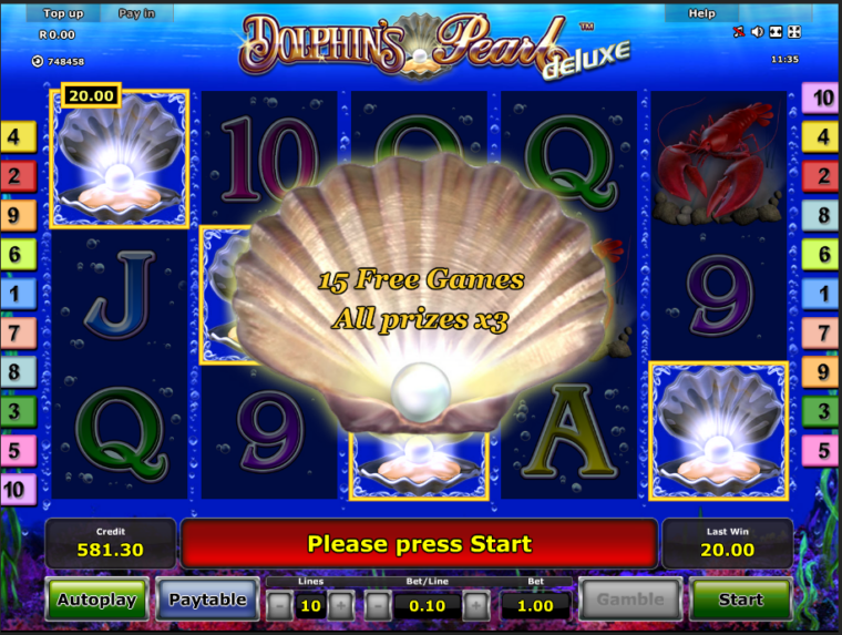 Award from 4 Scatter symbols hit is 15 Free spin rounds