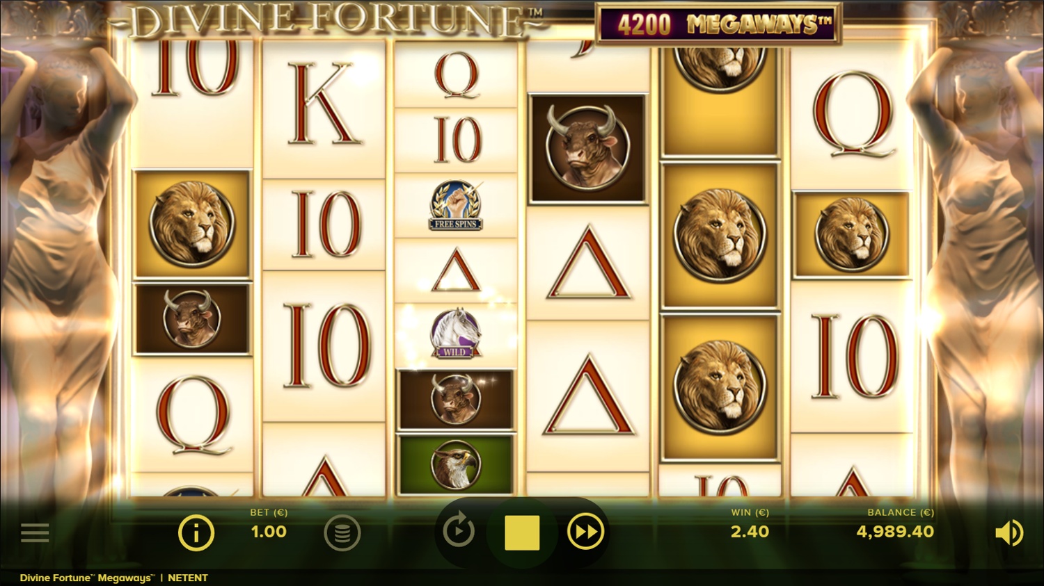 Falling Wild Respin feature in the Divine Fortune Megaways slot