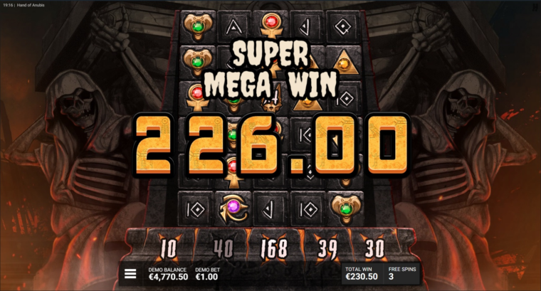 Mega win in the Hand of Anubis slot machine