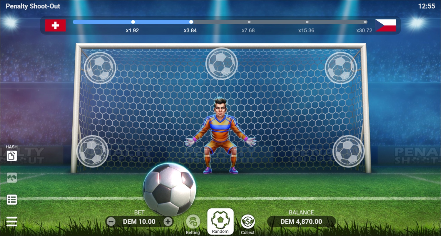 Player can decide after each shot either to go on or take the payout
