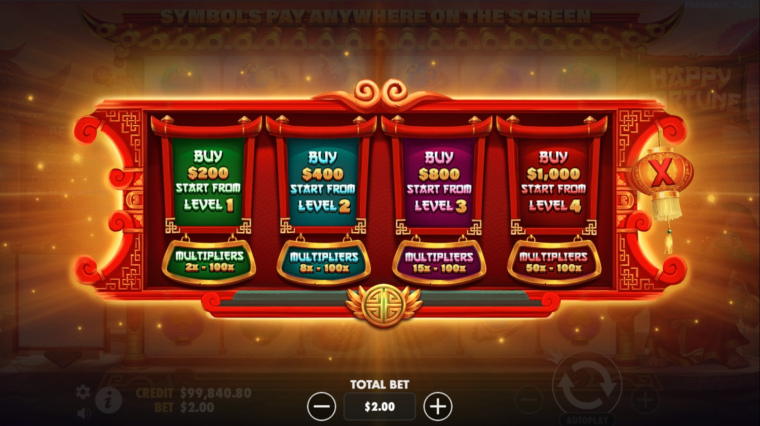 Players can choose the level of the bonus