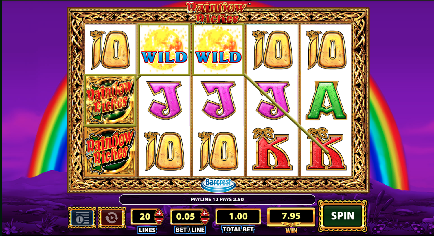 Rainbow Riches Wild symbols win
