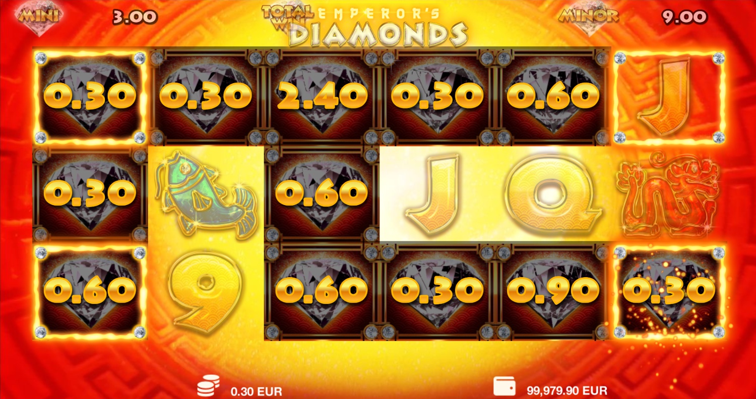 Symbols turn into random values after the Diamond bonus feature ends